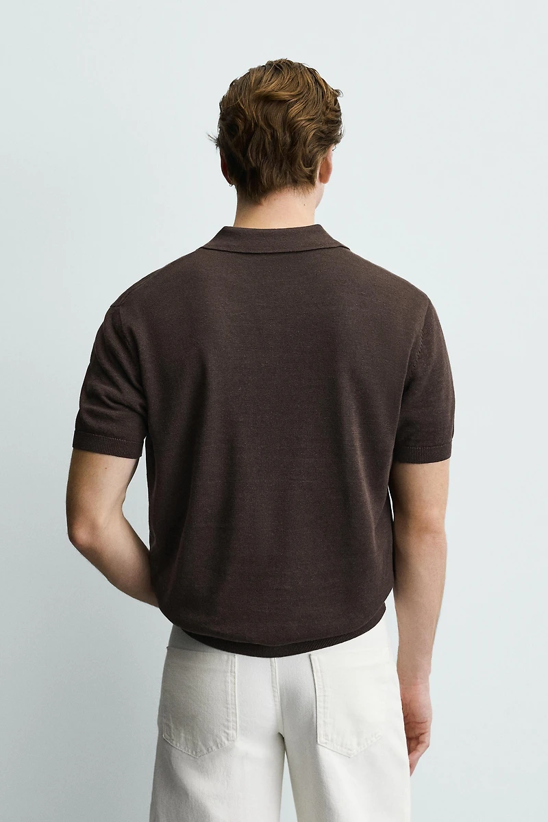 POLO EN MAILLE MÉLANGE LIN