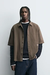 EMBROIDERED TEXTURED OVERSHIRT