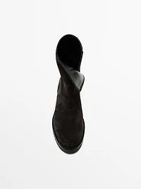 Split suede ankle boots with track sole