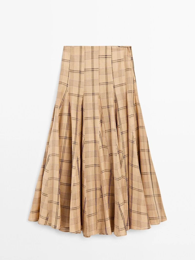 Check print godet midi skirt - STUDIO