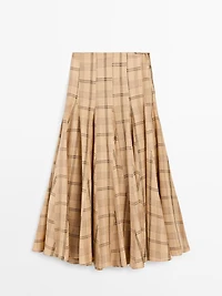 Check print godet midi skirt - STUDIO