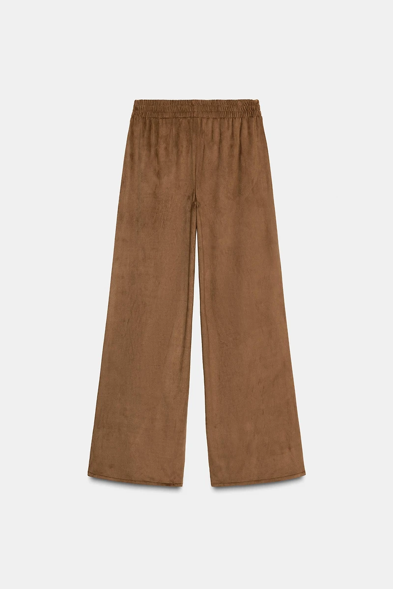 FAUX SUEDE WIDE LEG PANTS