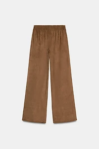 FAUX SUEDE WIDE LEG PANTS