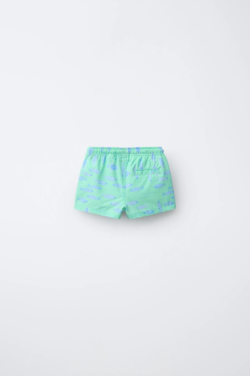 2-6 YEARS/ FISH PRINT SWIM SHORTS