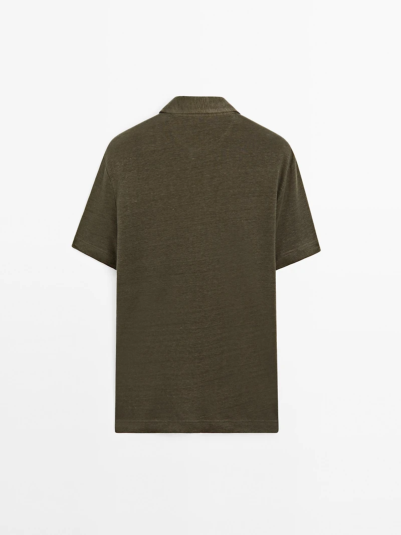 100% linen short sleeve polo shirt