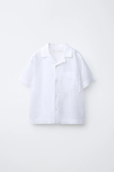LINEN AND COTTON SPREAD COLLAR SHIRT