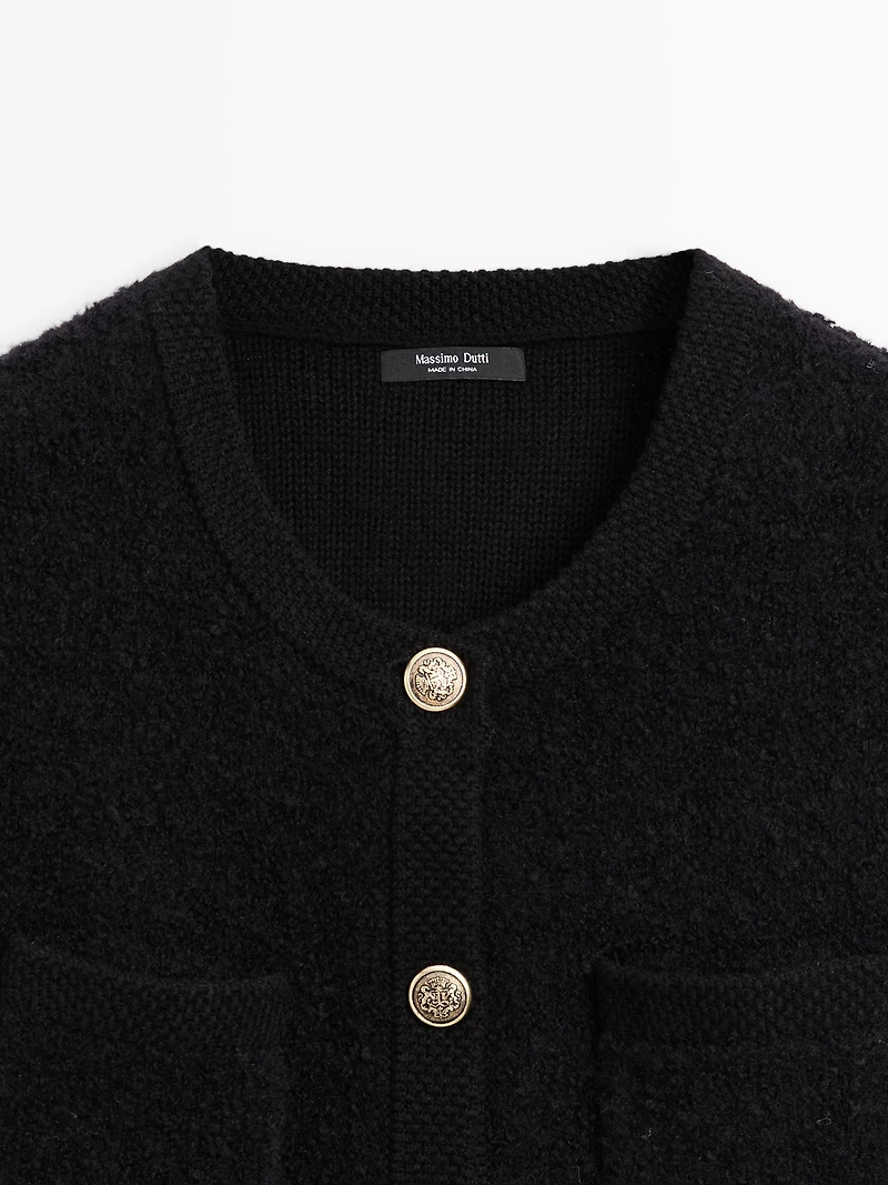 Wool blend cardigan with gold buttons