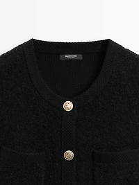 Wool blend cardigan with gold buttons