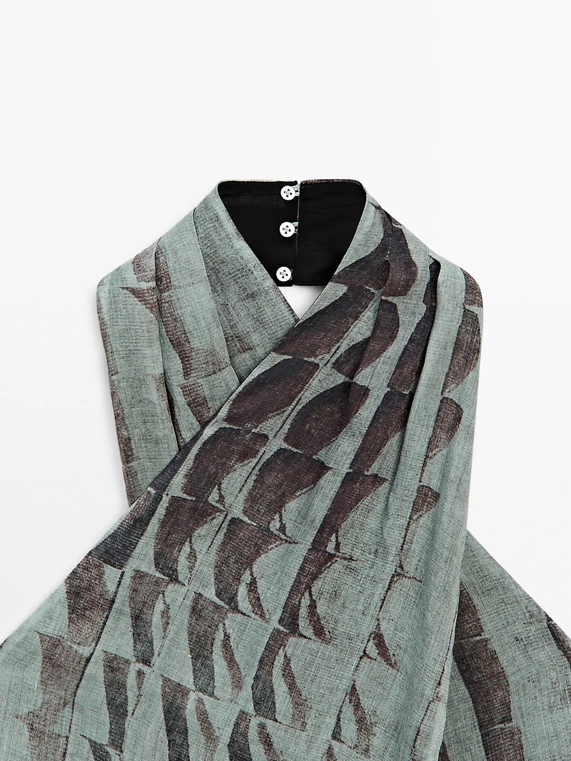 Print top with surplice neckline