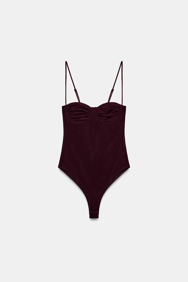 RUCHED TULLE BODYSUIT