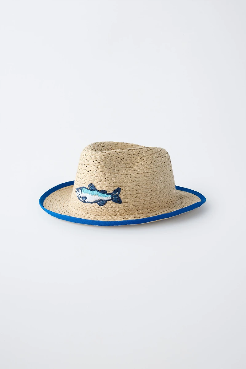 EMBROIDERED STRAW HAT