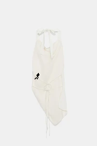TOP HALTER ASYMÉTRIQUE SATINÉ