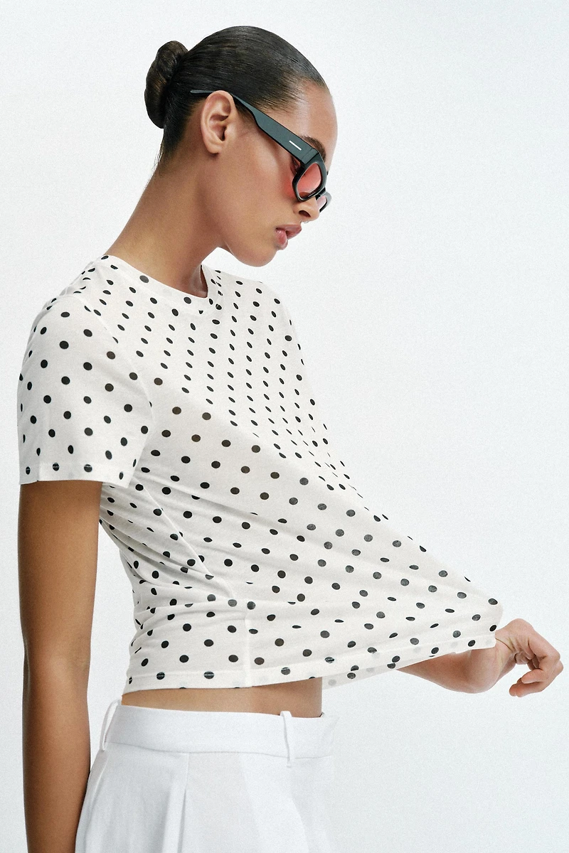SHORT SLEEVE POLKA DOT T-SHIRT