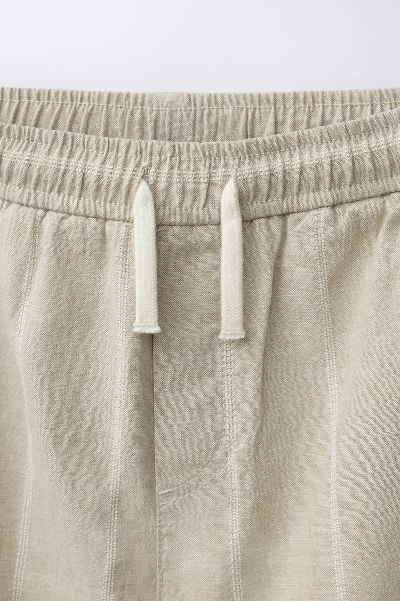 STRIPED COTTON LINEN PANTS