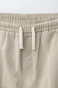 STRIPED COTTON LINEN PANTS