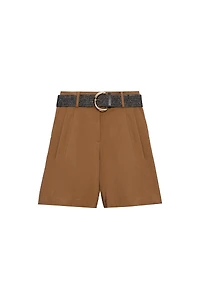 PLEATED BELTED SHORTS