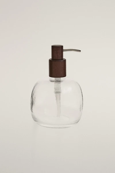 ACACIA WOOD AND CERAMIC SOAP DISPENSER