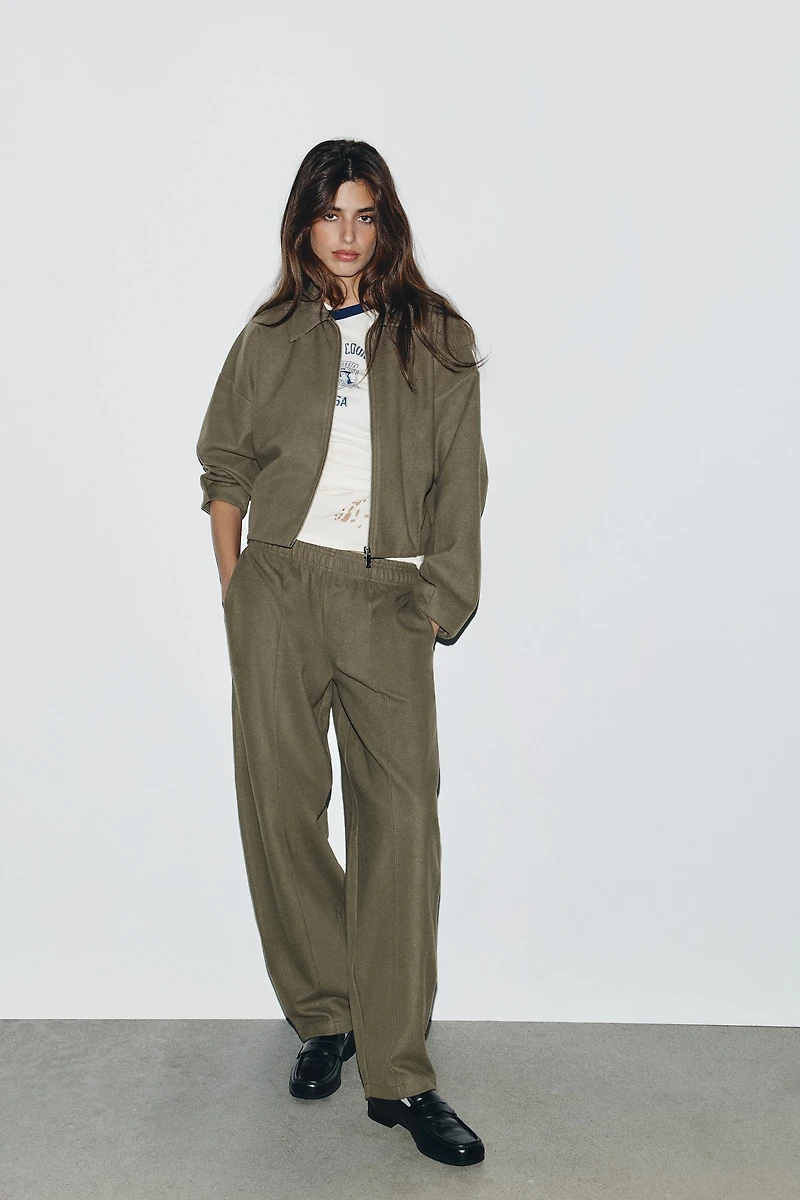 BLOUSON BOMBER DOUX À FERMETURE ÉCLAIR