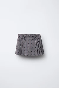 JUPE-SHORT À CARREAUX CŒURS FLOQUÉS