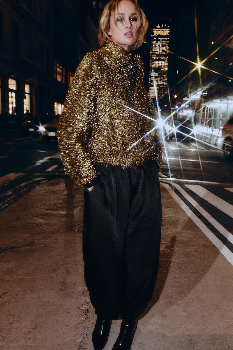 BLOUSON BOMBER À FIL MÉTALLISÉ