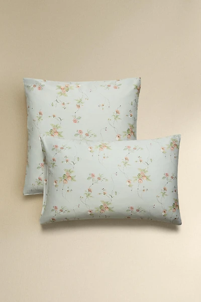 SATEEN PILLOWCASE WITH FLORAL BRANCHES (300 THREAD COUNT)