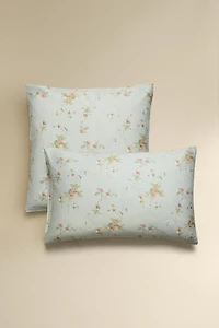 SATEEN PILLOWCASE WITH FLORAL BRANCHES (300 THREAD COUNT)