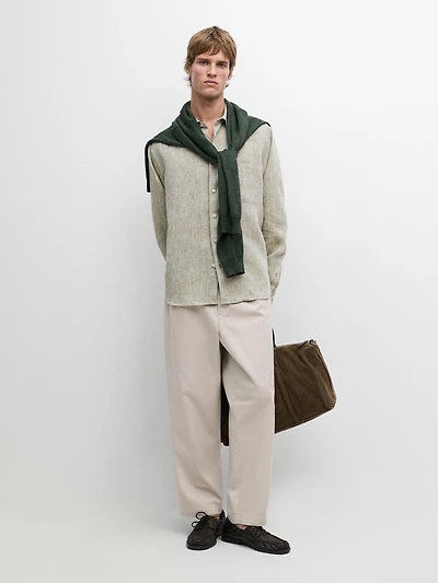 Regular fit linen shirt with pocket