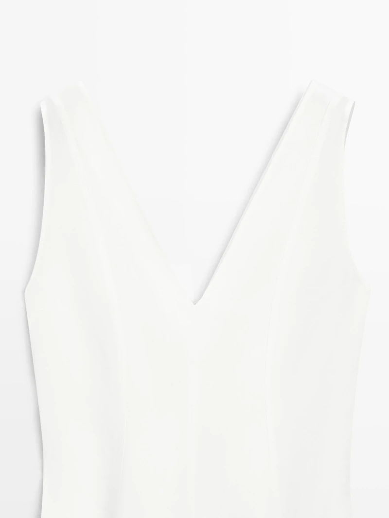 Flowing linen blend midi dress