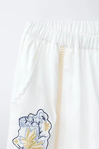 PATCHWORK EMBROIDERED STRAIGHT PANTS