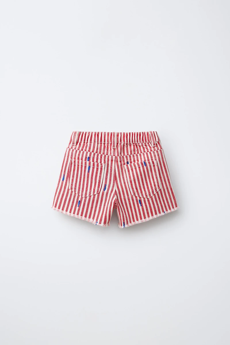 EMBROIDERED FISH MOM FIT TWILL SHORTS - CASA LAWA X ZARA KIDS
