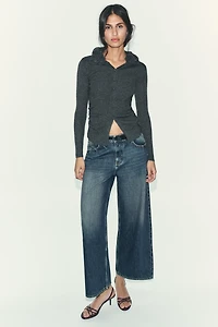 GILET EN MAILLE À FLEURS AVEC LAINE