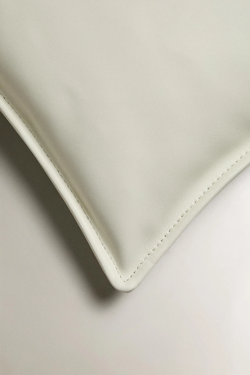 LEATHER THROW PILLOW COVER WITH STITCH