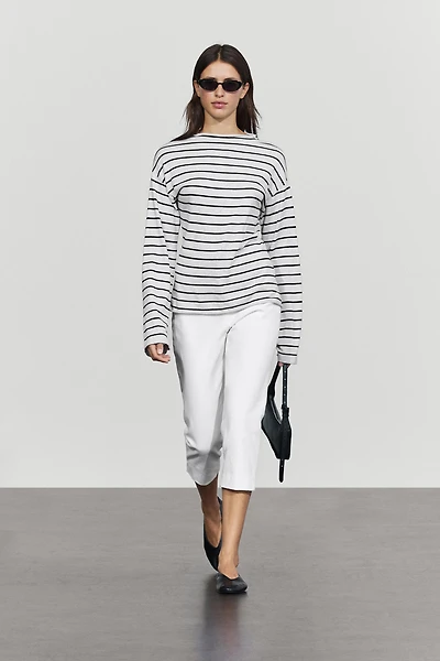 100% cotton striped knit sweater