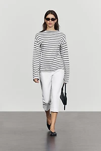 100% cotton striped knit sweater