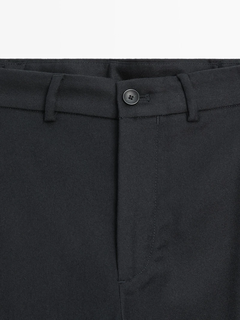 Pantalon en flanelle 100 % laine élastiqué sur le côté