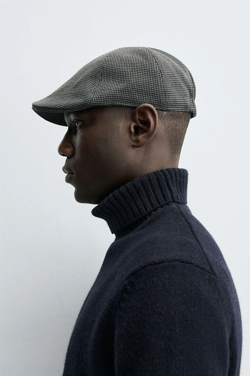 BÉRET EN FLANELLE PIED-DE-POULE