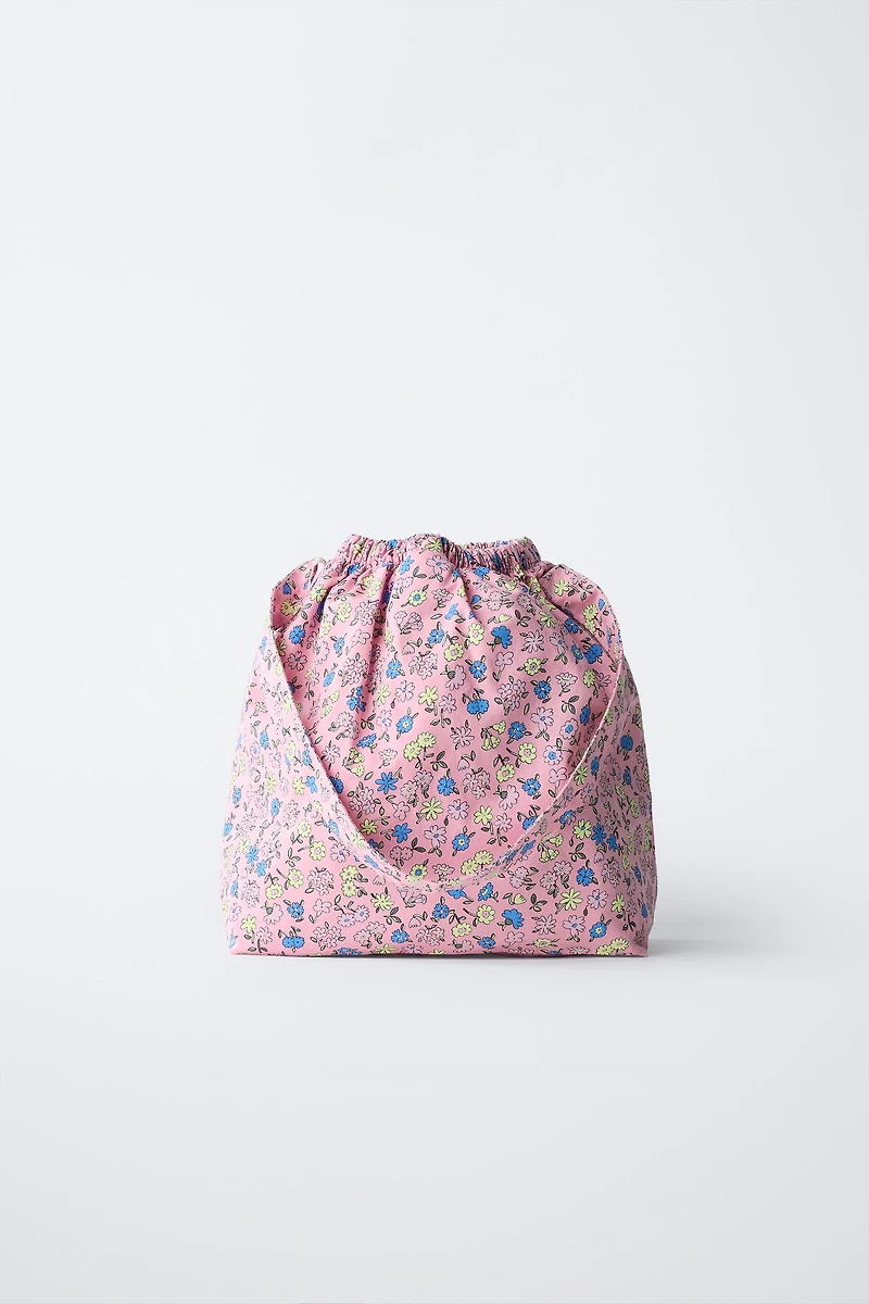 FLORAL AND TEXT PRINT BAG