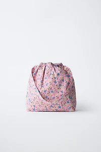 FLORAL AND TEXT PRINT BAG