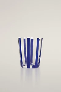 GLASS TUMBLER WITH LINE DESIGN