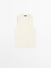 Mercerised cotton V-neck T-shirt