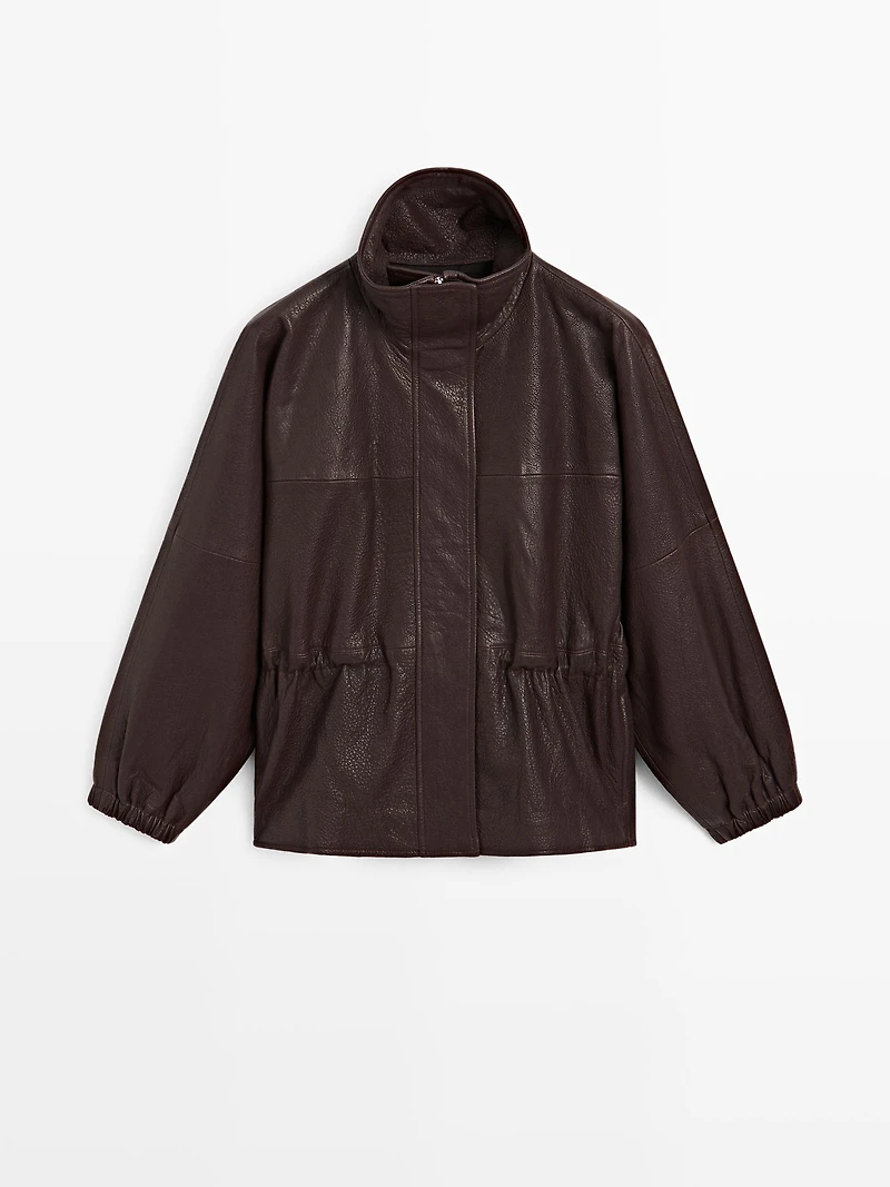 Veste en cuir nappa finition grainée
