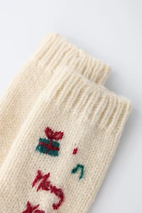 6-12 MOIS/ CHAUSSETTES BRODÉES AVEC LAINE