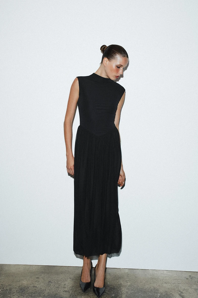 LONG TULLE COMBINATION DRESS