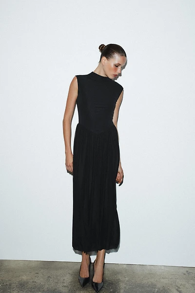 LONG TULLE COMBINATION DRESS