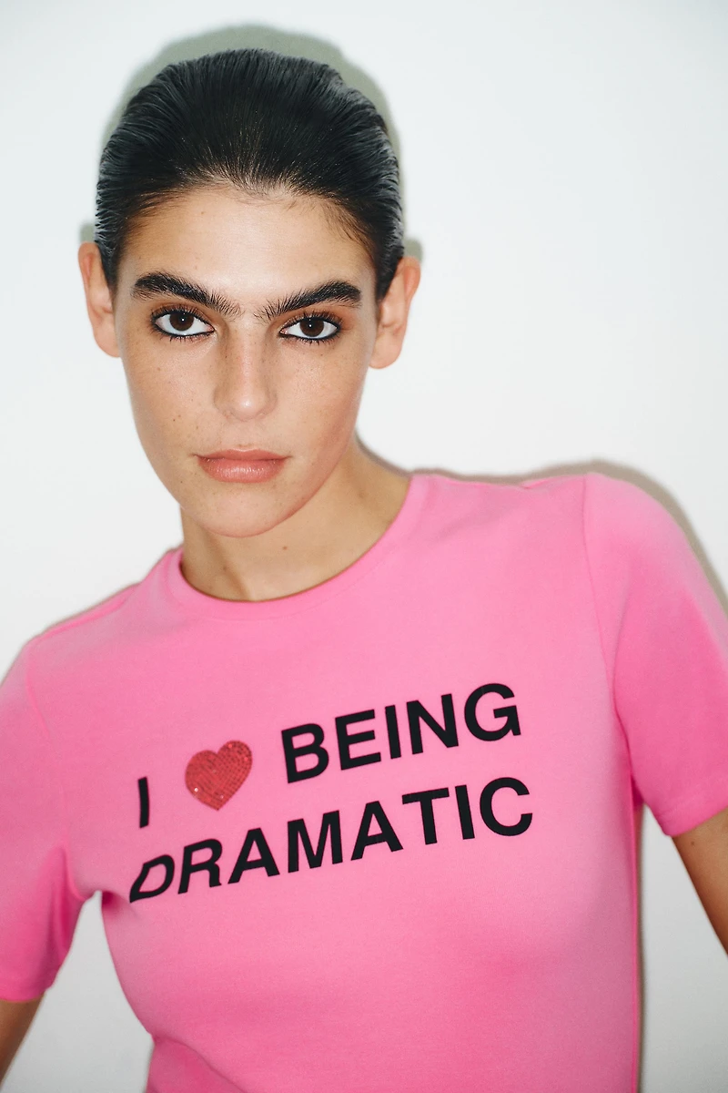 RHINESTONE TEXT T-SHIRT