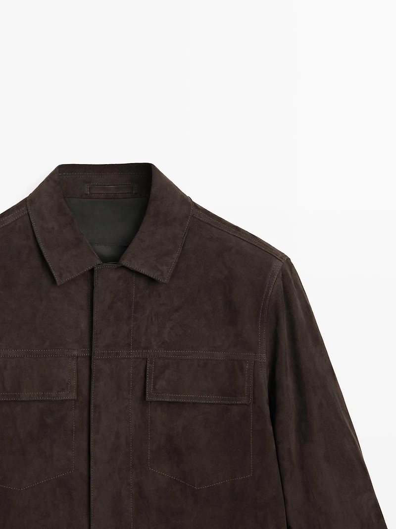 Veste avec poches en cuir effet daim