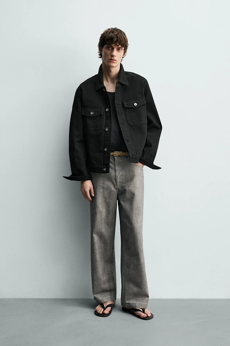STRAIGHT FIT HERRINGBONE PANTS