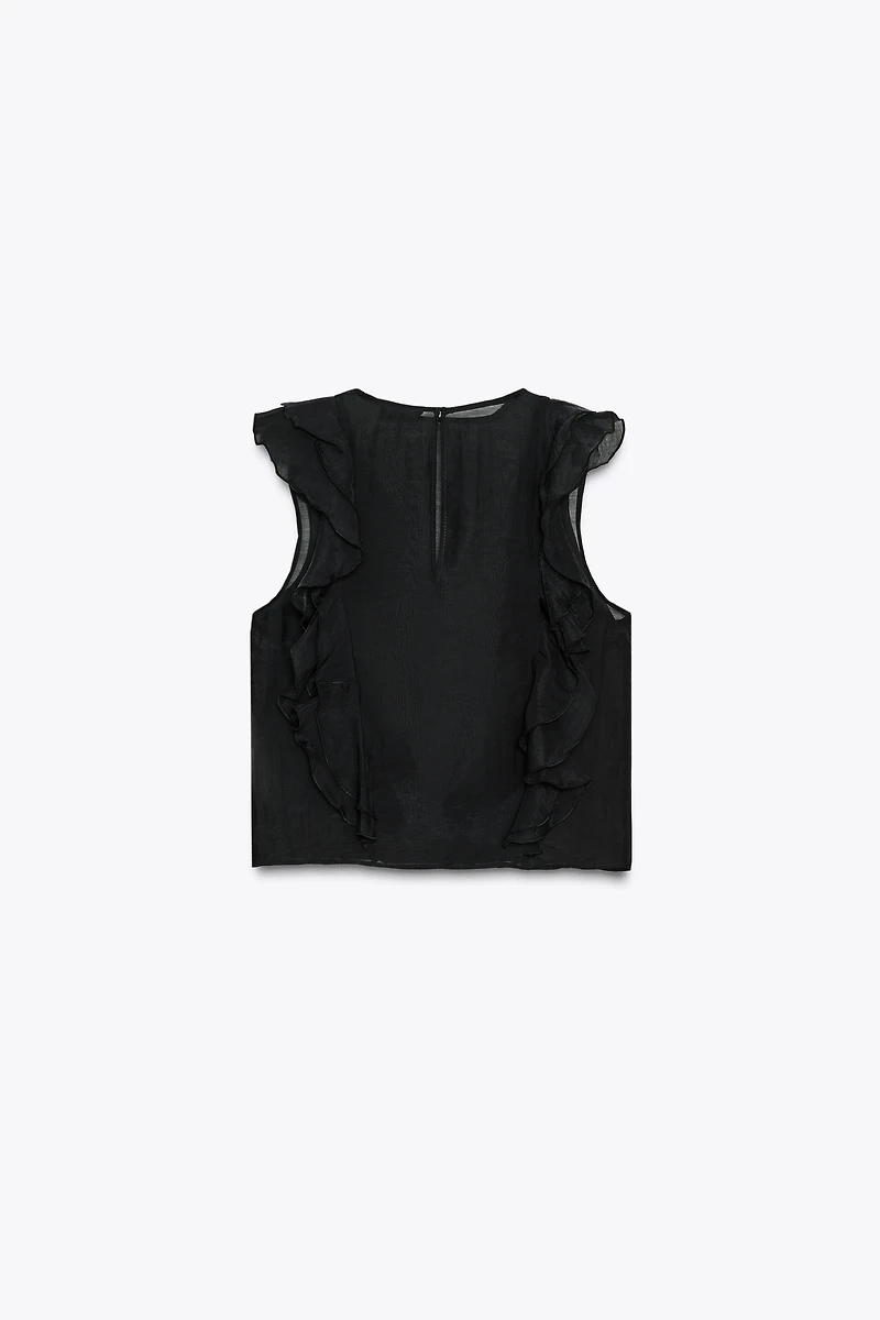 SEMI-SHEER RUFFLED BLOUSE
