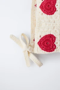 CROCHET KNIT HEARTS BONNET