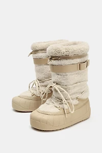 FAUX SHEARLING ANKLE BOOTS SKI COLLECTION